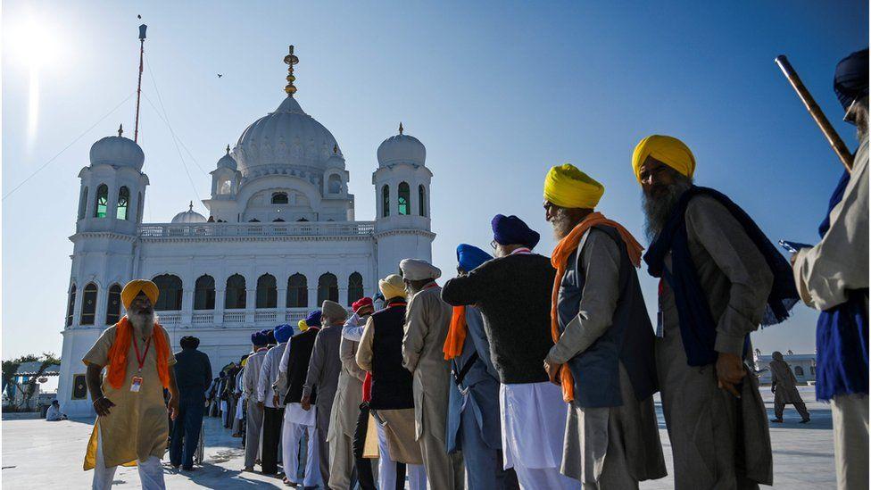 Gurdwara Darbar Sahib Kartarpur viewed from the courtyard in Narowal