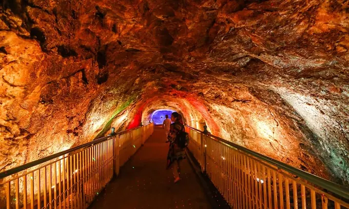 Salt rock formations inside Khewra Salt Mine Punjab